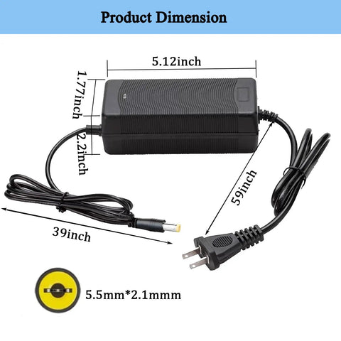 Electric Bike Charger 48V For Lithium Batteries, 54.6V 2A Fast Smart Charger For 48V E Bikes, DC 2.1mm Connector, Universal 100-240V Power Adapter For Home Travel And Daily Rides Ready To Roll