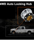 Heavy Duty 26 Spline Alloy Free Wheel Locking Hubs compatible with Suzuki Samurai, close-up of locking hub with silver and black finish.