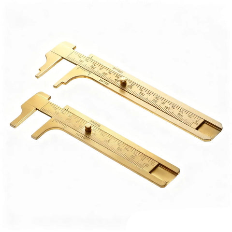 Brass Pocket Vernier Caliper Set With 3.15 Inch And 3.94 Inch Mini Sliding Calipers Double Scale Metal Ruler For Jewelry Measurement Durable Rustproof Pocket Gauge Handy Precision Measuring Tool