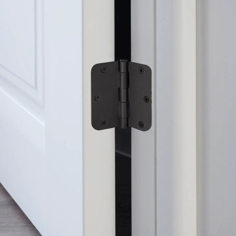 Matte Black Door Hinges Set, Water-Resistant And Pre-Lubricated, 10-Pack For Left Or Right Handed Doors installed on white door