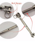 Rock Hard 304 Stainless Steel Swivel Jaw Turnbuckles For Marine Sailboat Rigging close-up of bolt design and threading features.