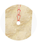 Beige Granite Stone Look Plush Christmas Tree Skirt 36 Inch 100 Percent Polyester with red ties, covering tree base