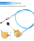 2m Heavy Duty Throttle Cable for Mini Excavator Replacement, blue cable with durable stainless steel core, PVC sheath