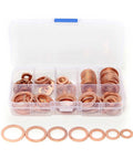 120 Piece Sump Plug Washer Set Dope Copper, 8 Sizes, Clear Plastic Box, Perfect For Cars, Boats, Generators And Heavy Machinery, Durable Hardware Kit For Leak Free Seals And Quick Repairs in clear case