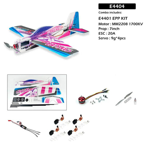 Dope Foam RC Plane Kit with 23 Inch Wingspan Sakura Plus EPP Airplane and components including motor, ESC, servos, prop.