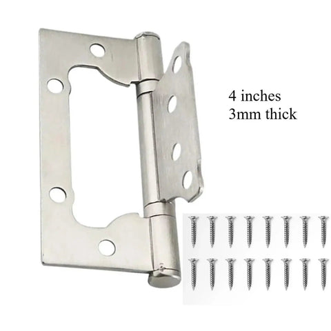 Top Shelf 4 Inch Stainless Steel Furniture Hinges Deliver Smooth As Butter Quiet Operation For Sturdy Wooden Doors And Cabinets Featuring No Sweat One Point Five Inch Mounting Base Two Pack Rich Gold Coating metal hinge with multiple screws.