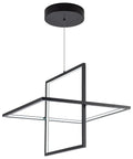 Modern Square LED Chandelier Pendant Light That Looks Lit Dimmable 6000K Cool White Ideal For Living Room Dining Bedroom Kitchen And Study 65W Black Finish