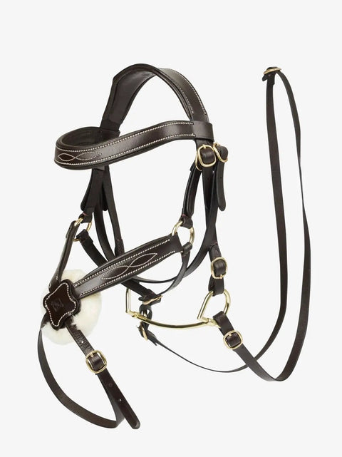 Brown Hobby Horse Bridle With Padded Leather And Lambswool Reins And Metal Bit Educational Toy For Kids 8 Plus Fits Hobby Horse Tack