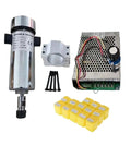 Ready To Roll Air Cooled 800W CNC Spindle Motor Kit With ER11 Collet Chuck DC 110V Power Supply And Quick Dial Speed Governor components.