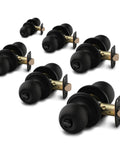 Privacy Interior Door Knob Set Matte Black, Heavy Duty Handle, ANSI Grade 3 Certified, Easy Install, 6 Pack displayed horizontally