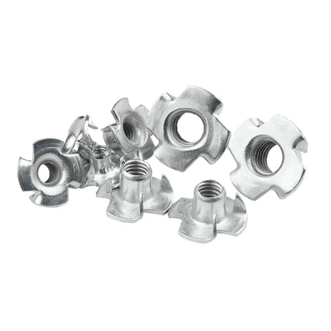 Four Claw T Nut Set For Woodworking M10 X 13 Zinc Plated Blind Pronged Insert Tee Furniture Hardware Fits Speaker Cabinets