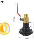 Rock Solid One Half Inch Brass Ball Valve With Bsp Male Threads For Water Line Connections Built Tough For Long Haul Performance And Super Easy Diy Installation with orange lever and dimensions.