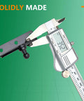 Digital caliper measuring a 4 Pack Universal 10mm Ball Stud Gas Struts Mounting Bracket for Gas Springs and Lift Supports L Type Bracket