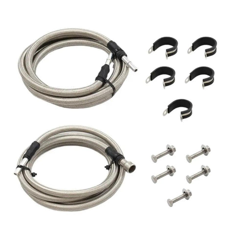 Heavy Duty Stainless Steel Braided Fuel Lines Kit Perfect Fit For Chevy Silverado 1500HD 2004-2008 And 2500 3500HD 2004-2010 Upgrades Engine Bay Performance Replace Oem Part Numbers. braided fuel lines with clamps and bolts