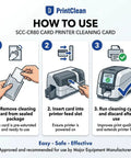 Instructions on how to use Top Tier CR80 Heavy Duty Presaturated Cleaning Cards 10 Pack For ID Badge Printers.