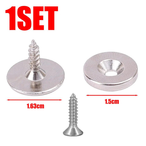 1 set of cabinet magnetic snaps, hidden circle magnet clasps with screws, nickel-plated iron, strong hold for doors, easy install
