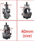 Universal Carburetor Kit For 34mm 36mm 38mm 40mm 42mm Engines For Shift Karts 2T Racing Motorcycles And Scooters, 40mm carburetor size