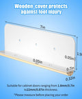 Trash Cabinet Foot Pull Hands Free Foot Pedal Opener dimensions guide with wooden cover for injury protection and cabinet door compatibility.