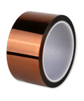 Kapton Polyimide Film Tape 1 Mil With Silicone Adhesive, 2 In By 36 Yds Amber Transparent, side view