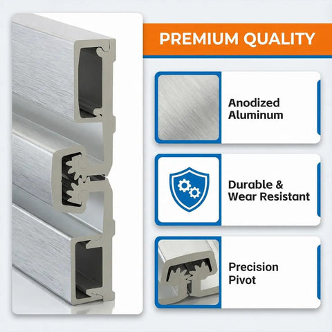 Beefy Heavy Duty 83 Inch Continuous Geared Door Hinge Center Pivot For Storefront And Commercial Doors Aluminum Silver