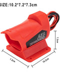 Power Battery Adapter Wheel for 12V M12 Battery with 14 Gauge Connector, shown in red ABS plastic with dimensions 10.2x7.2x7.3cm