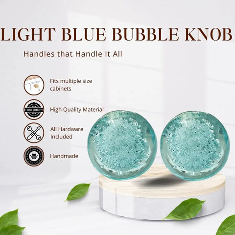 Crystal Bubble Knob Set Of 6 In Light Blue Dope Modern Glass Drawer Pulls For Cabinets Doors Dresser Wardrobe And Cupboards