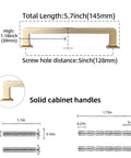 10 Pack 5 Inch 128mm Champagne Bronze Cabinet Handles Gold Kitchen Cabinet Pulls Solid Zinc Alloy Durable Drawer Pulls dimensions