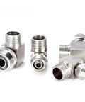 Workhorse Grade Nickel Plated Brass Elbow Fitting Kit 10 Piece Set With Quick Release Design showcasing various brass elbow connectors.