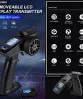 Turbo Racing P32 91803GC 2.4G 4CH RC Remote And Receiver Controller with LCD and waterproof transmitter, functions displayed.