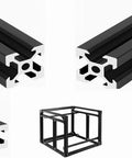 Four Piece 2020 T Slot Aluminum Extrusion Rails 200mm Long Black Anodized Finish European Standard with frame