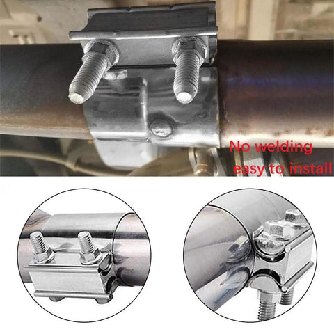 Beefy Stainless Steel 2.5 Inch Butt Joint Exhaust Clamp Set for Pipe to Pipe Connections Heavy Duty Clamp Pair for Mufflers and Catalytic Converters