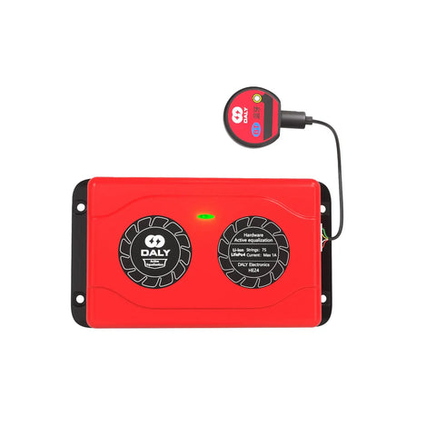 Smart Active Balancer For 6S 1A Li Ion And LiFePO4 Packs in red with Bluetooth module and LED indicator.