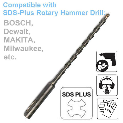 Front view of 30-piece SDS Plus masonry drill bit set, 5/32 in x 6 in, for hammer drills