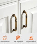 5 Pack 3 Inch Retro Arch Cabinet Handles Lotus Pulls In Antique Brass Vintage European Style Dresser Drawer Knob Set on white cabinet