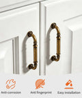 Ten Pack 3 Inch Retro Arch Lotus Drawer Pulls Cabinet Handles Antique Brass Hardware on white doors, anti-corrosion feature