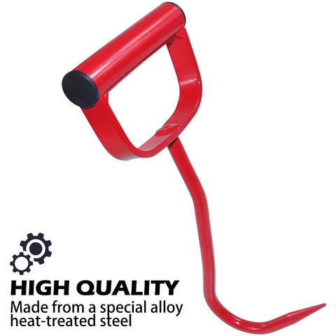 Two Pack 11 Inch Hay Hook Replacements For 47010500 And S47010500 Heavy Duty Cold Rolled Steel Tool with red handle and sharp hook