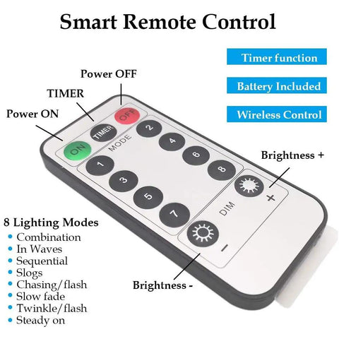 Remote control for St Patrick's Day Green Fairy Lights Battery Operated 33ft 100 LED Silver Wire With Remote 8 Modes