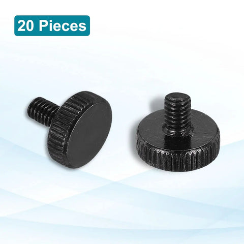 20 Pack M4 X 6mm Knurled Thumb Screws Black Steel Flat Head Metric Bolts With Textured Grip For Smooth Hand Tightening quick repairs