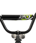 Handlebar view of Growth Ready Kid Bike With 12 16 And 20 Inch Wheels, removable training wheels, BMX style, glossy green accents.