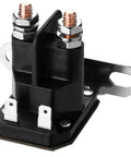 12V Starter Solenoid For Riding Lawn Mowers And Tractors Compatible With John Deere Cub Cadet MTD Troy Bilt Trombetta Replacement Relay 725 04439 725 04439B GY22476 AM138068 862 1211 211 16 black solenoid with two copper studs and mounting bracket
