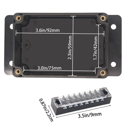 Dimensions of Watertight Junction Box IP67 Electrical Enclosure With 8-P 15A Barrier Terminals And 1 Inch In And 3 Out Cable Glands