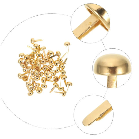 Must Have 100 Piece Paper Fasteners Brads For Scrapbooking And Card Making, showing lightweight brass brads set for DIY crafts.