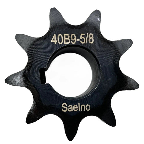 Heavy Duty ANSI 40 Roller Chain Sprocket Type B With Five Eighth Inch Bore Nine Teeth For 40 Chain Half Inch Pitch Hardened 1045 Carbon Steel Anti Rust Drive Sprocket 40B9 Five Eighth