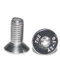 Pack Of 100 M4 X 12mm Stainless Steel Hex Drive Flat Head Machine Screws showing flat head and threads for easy installation.