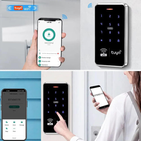 Waterproof Access Control Keypad For Home Security System With Tuya Smart Remote Unlock Corded Power Smartphone Compatible.