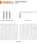 Compact 24W Engraving Pen Delivers Badass Performance At Five Speeds Includes Three Hella Durable Tungsten Carbide Bits For Crisp Etching On Metals Stone Glass And Wood Boasts A Cushioned Grip Handle Straight Out Of Box Ready: includes 3 tungsten carbide bits and 2 templates.