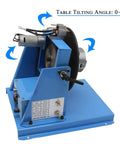Built Tough Rotating Welding Positioner With Secure Chuck For Smooth Seam Welding And Precision Cutting 0 To 90 Degree Tilting Turntable side view with motor and controls
