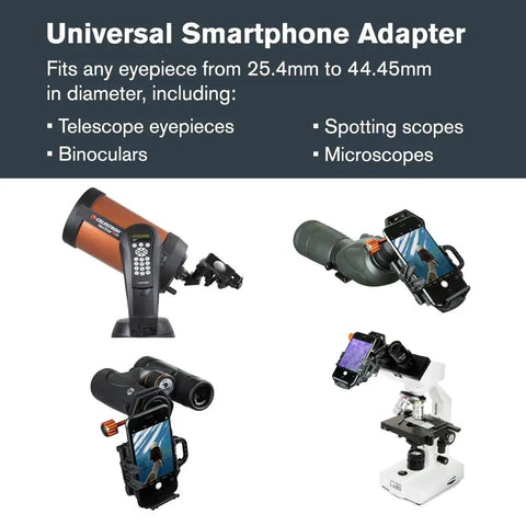 NexGO DX All In One Universal Smartphone Adapter For Telescope Binoculars And Spotting Scopes With Two Axis Precision Alignment