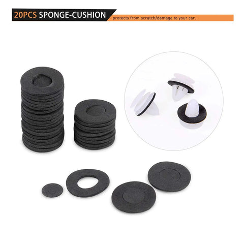 20pcs sponge cushion set used with 18 Size Push Bumper Fastener Rivet Clips Kit For Cars With 18 Most Popular Sizes