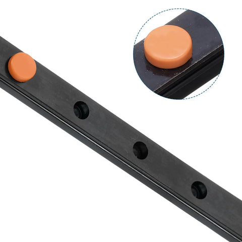 Close-up of Two Pack MGN12 200mm Bearing Steel Linear Guide Rail with orange stopper detail for MGN12H in DIY 3D printers and CNC machines.